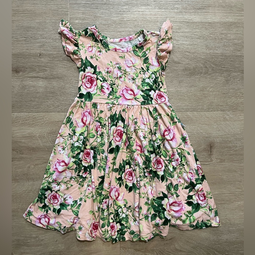 Posh Peanut floral twirl dress with ruffle sleeves- size 2T
